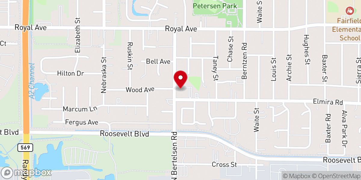 Map showing location of Fairfield Baptist Church