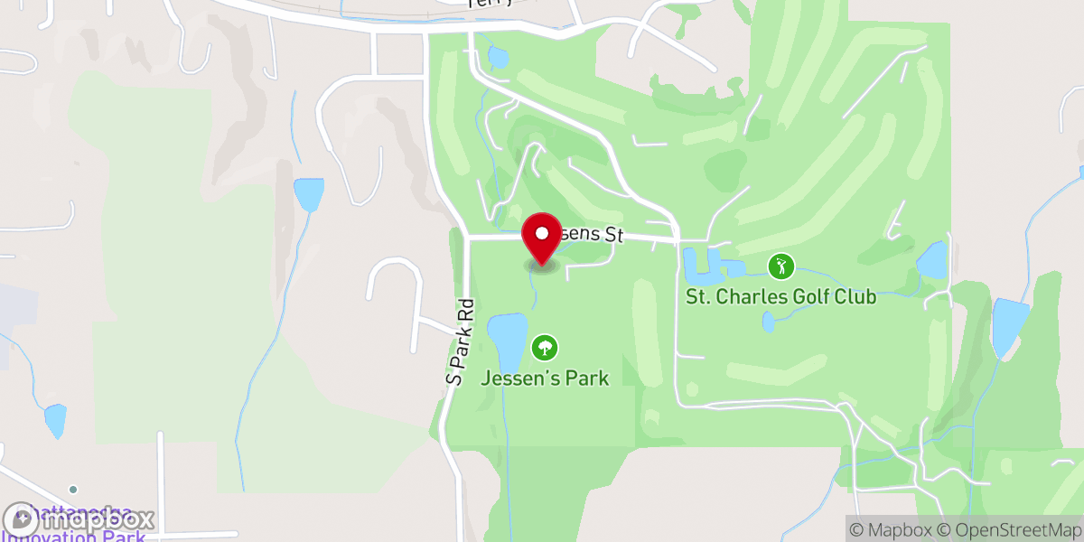 Map showing location of First Baptist Church of Saint Charles