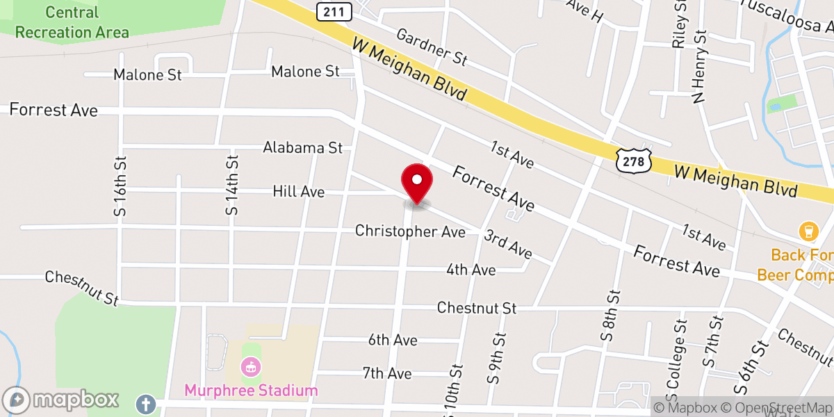 Map showing location of First Southern Methodist Church
