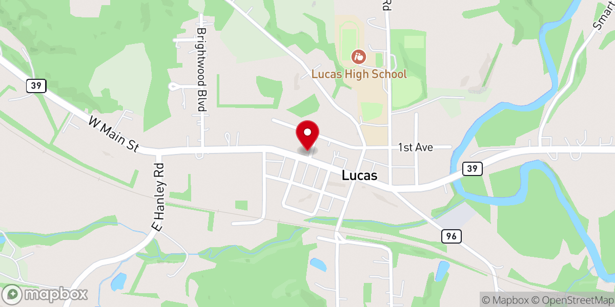 Map showing location of Lucas Grace Bible Church