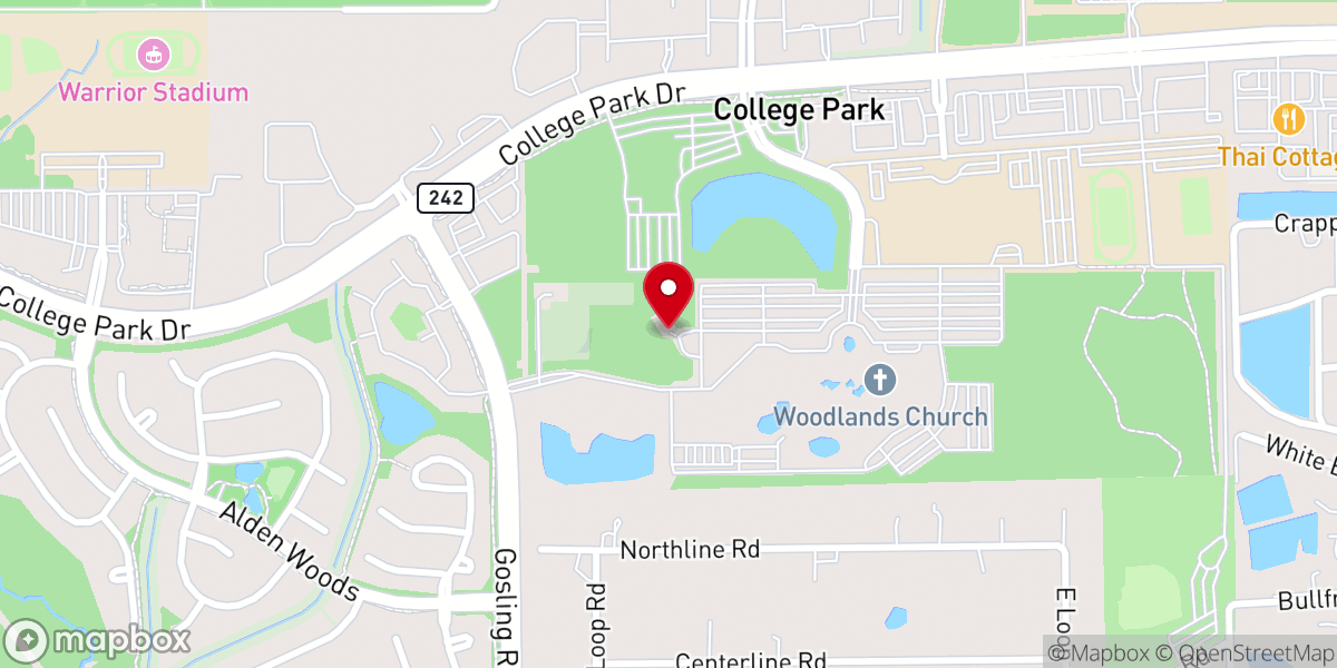 Map showing location of Chapel in the Woods - Woodlands Church