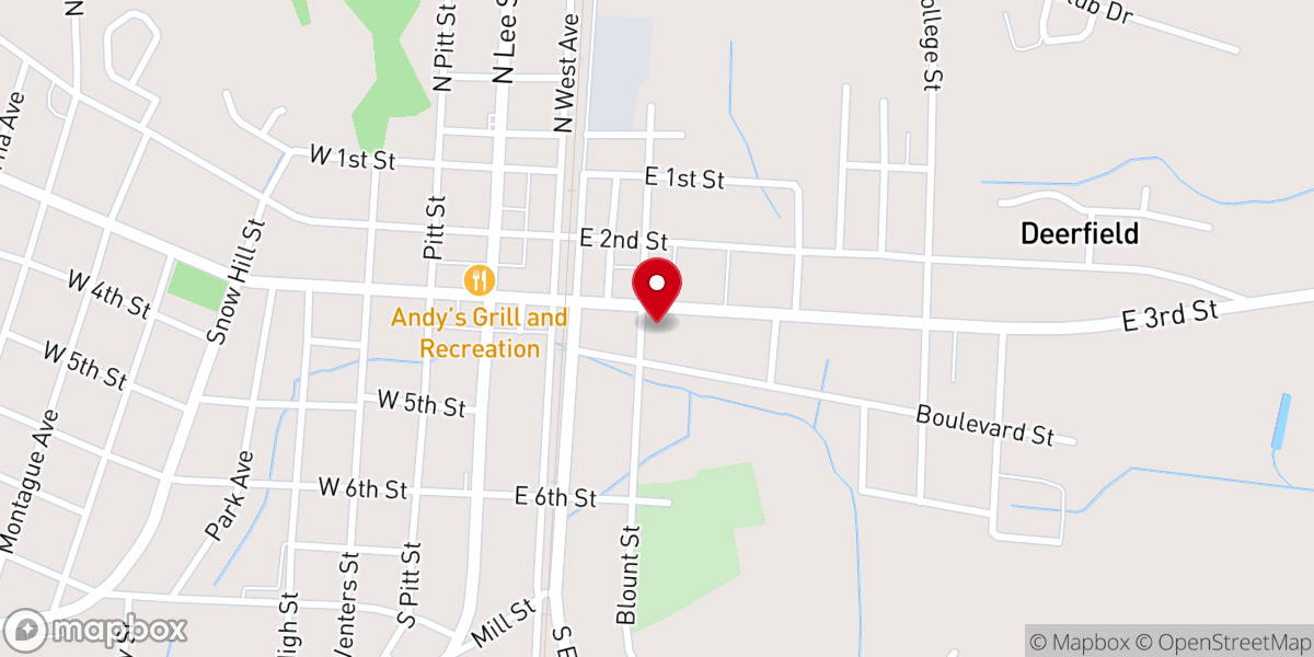 Map showing location of First Baptist Church