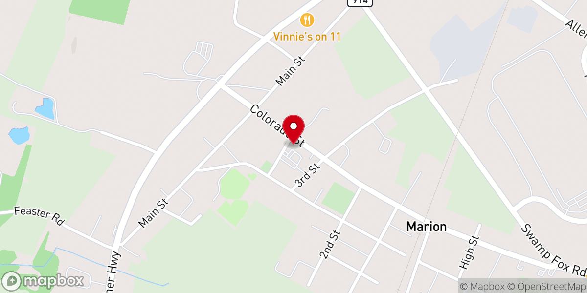 Map showing location of Marion First United Methodist Church