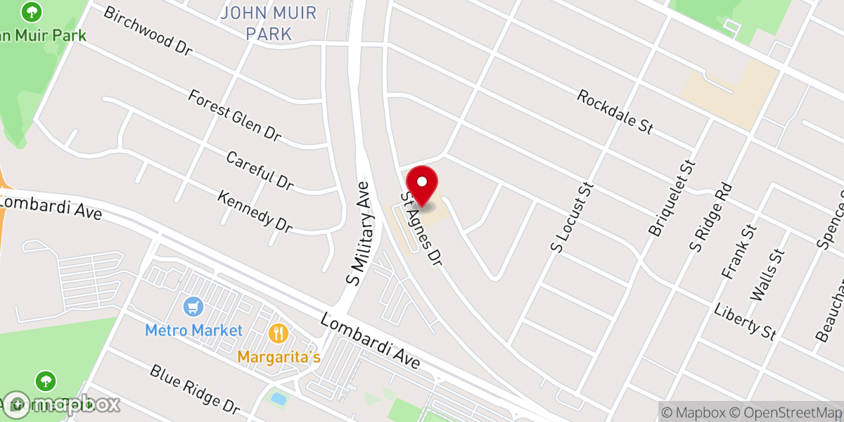 Map showing location of Pilgrim Lutheran Church