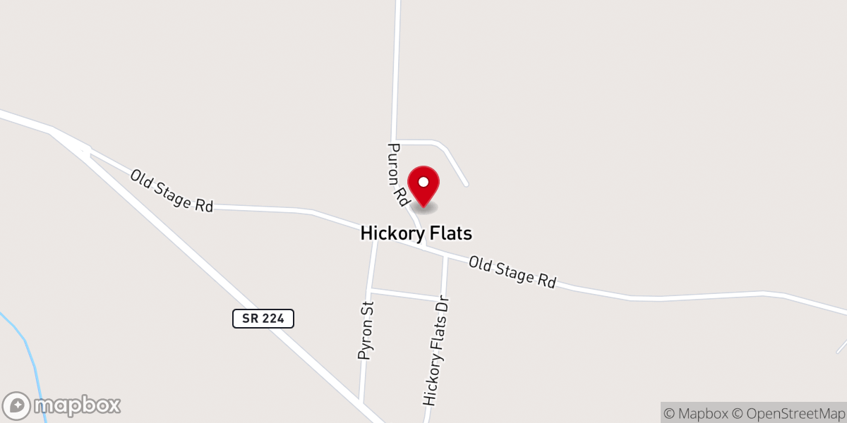 Map showing location of Hickory Flatt Methodist Church