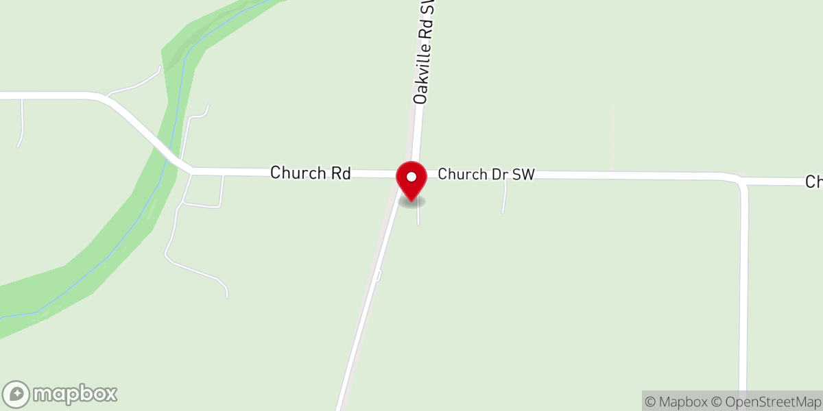 Map showing location of Oakville Presbyterian Church