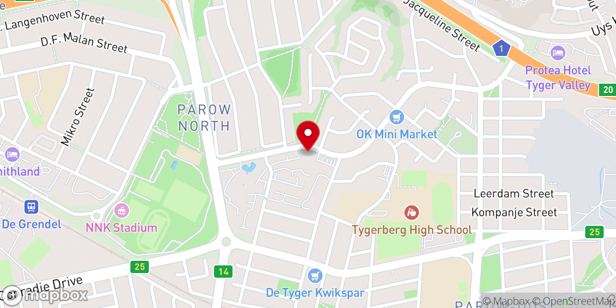 Map showing location of NG Kerk De Tyger (Dutch Reformed Church)