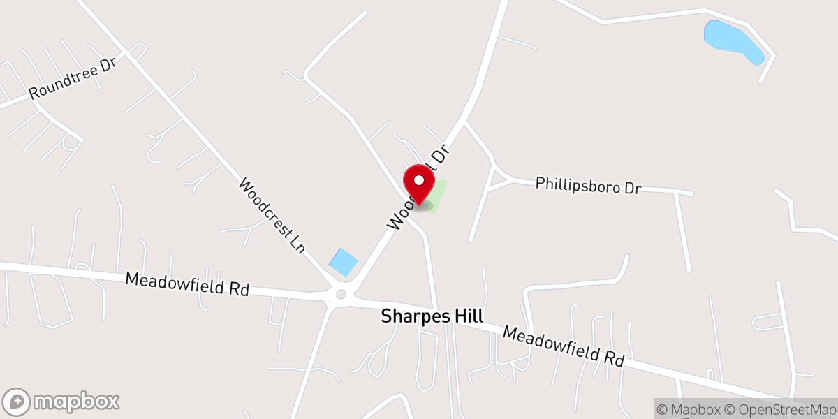 Map showing location of Harmony Baptist Church