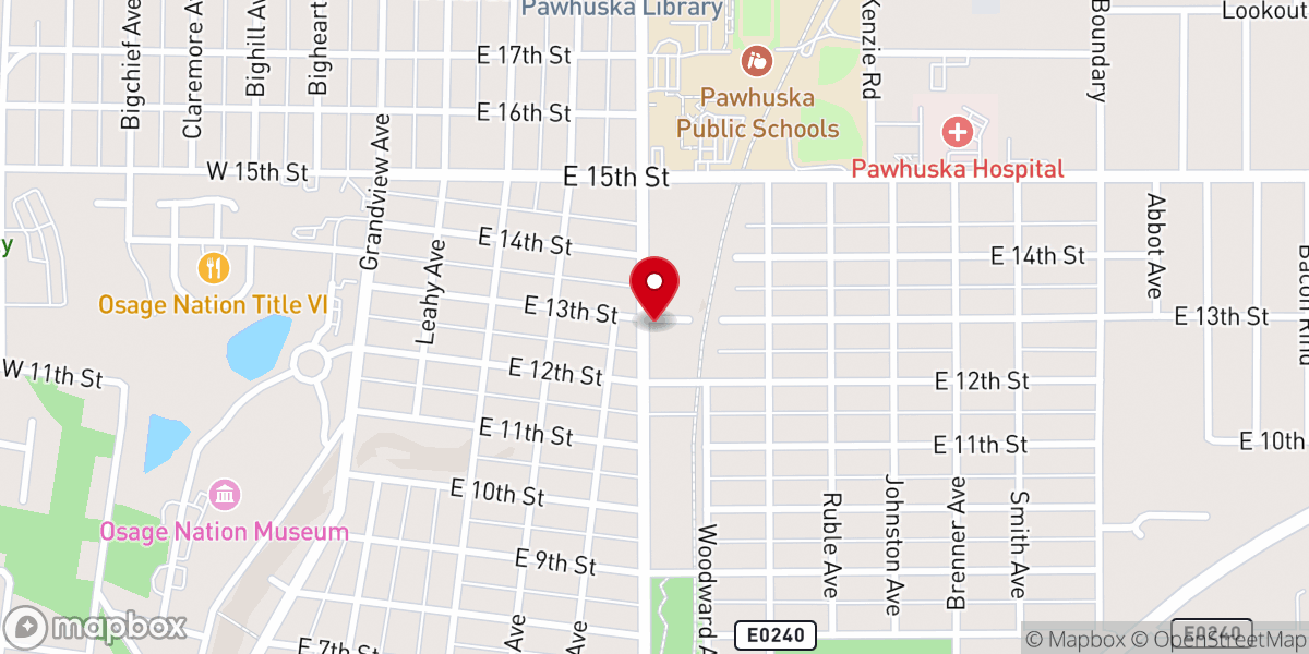 Map showing location of Pawhuska Bible Church