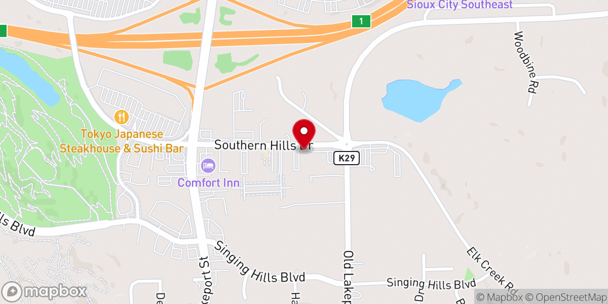 Map showing location of Southern Hills Baptist Church