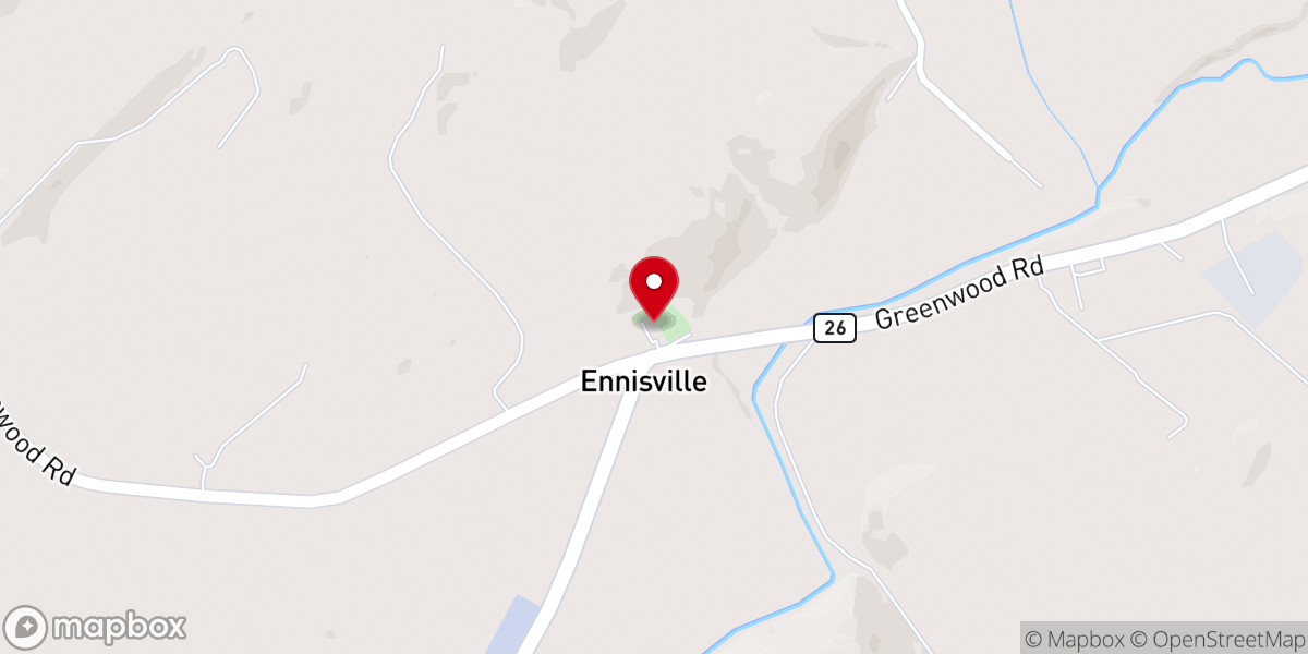 Map showing location of Ennisville United Methodist Church