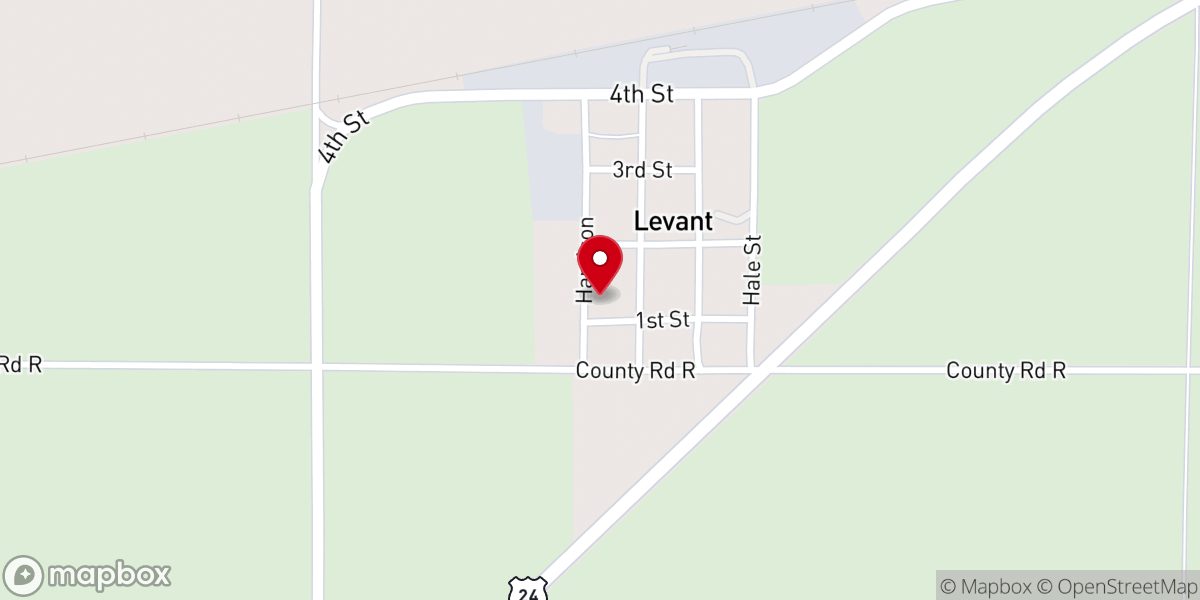 Map showing location of Levant Community Church