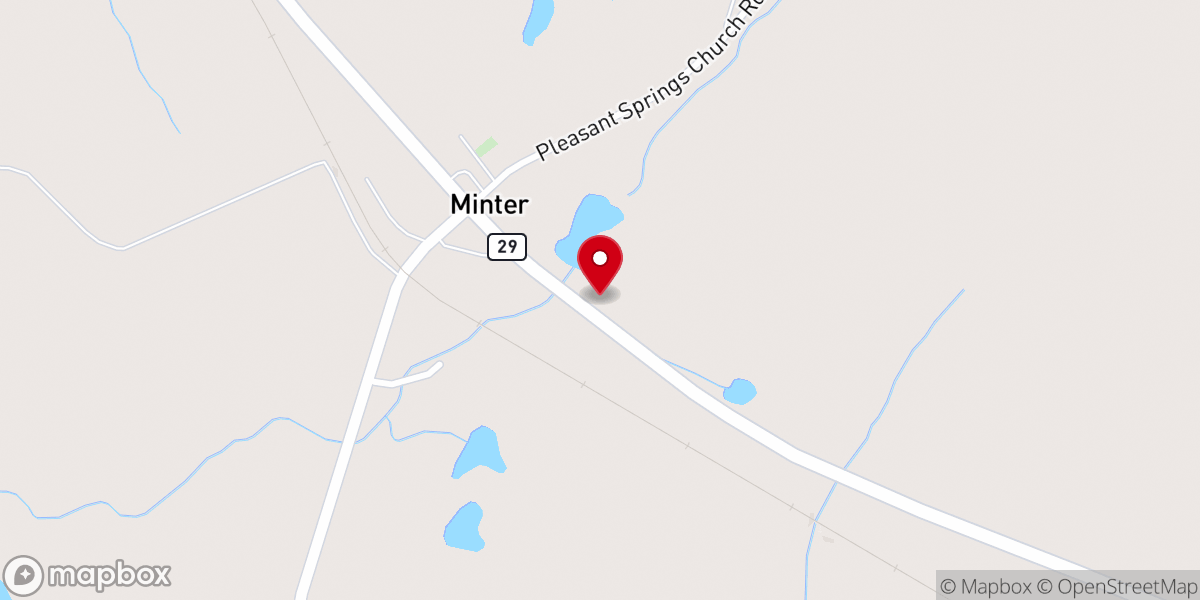 Map showing location of Pine Level Church