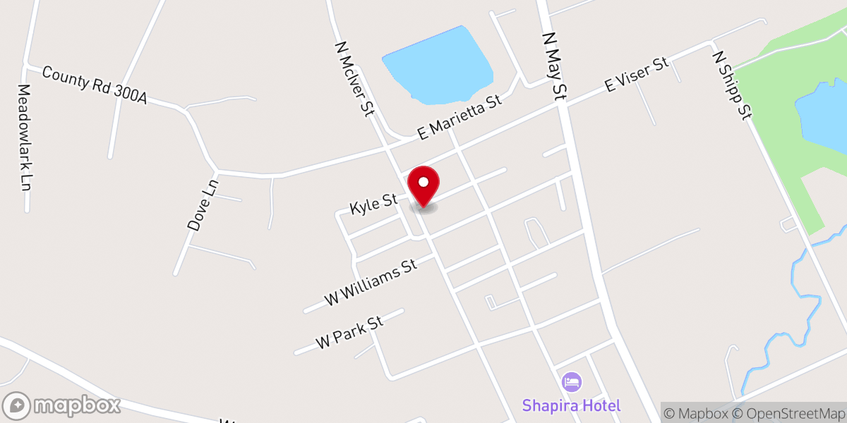 Map showing location of Pool Chapel Baptist Church