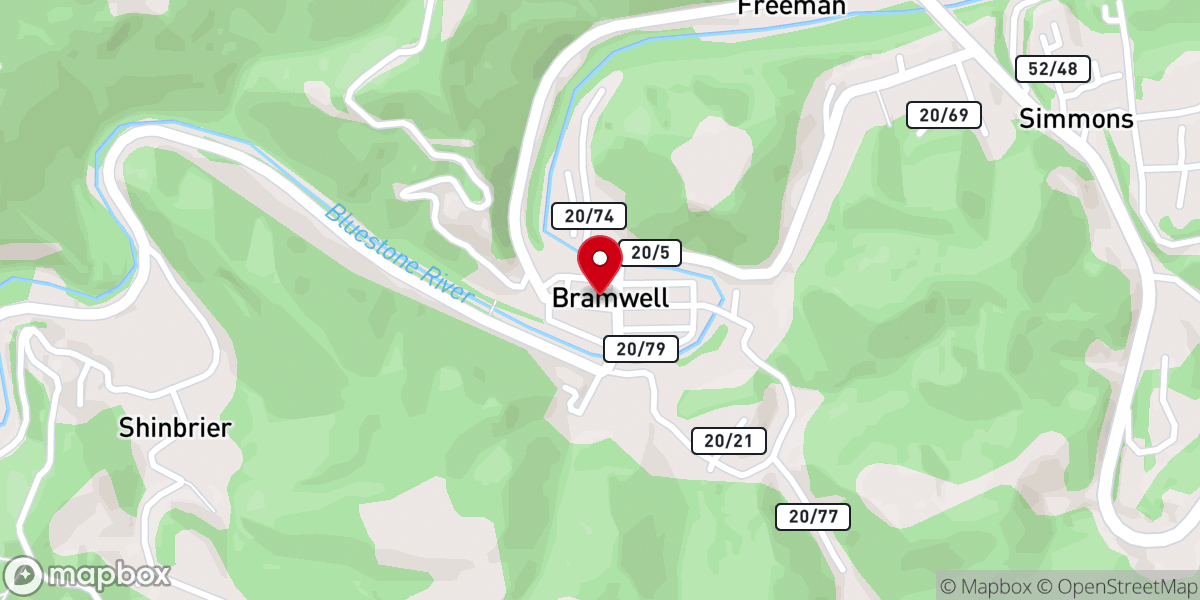 Map showing location of Honeycomb Cafe Bramwell