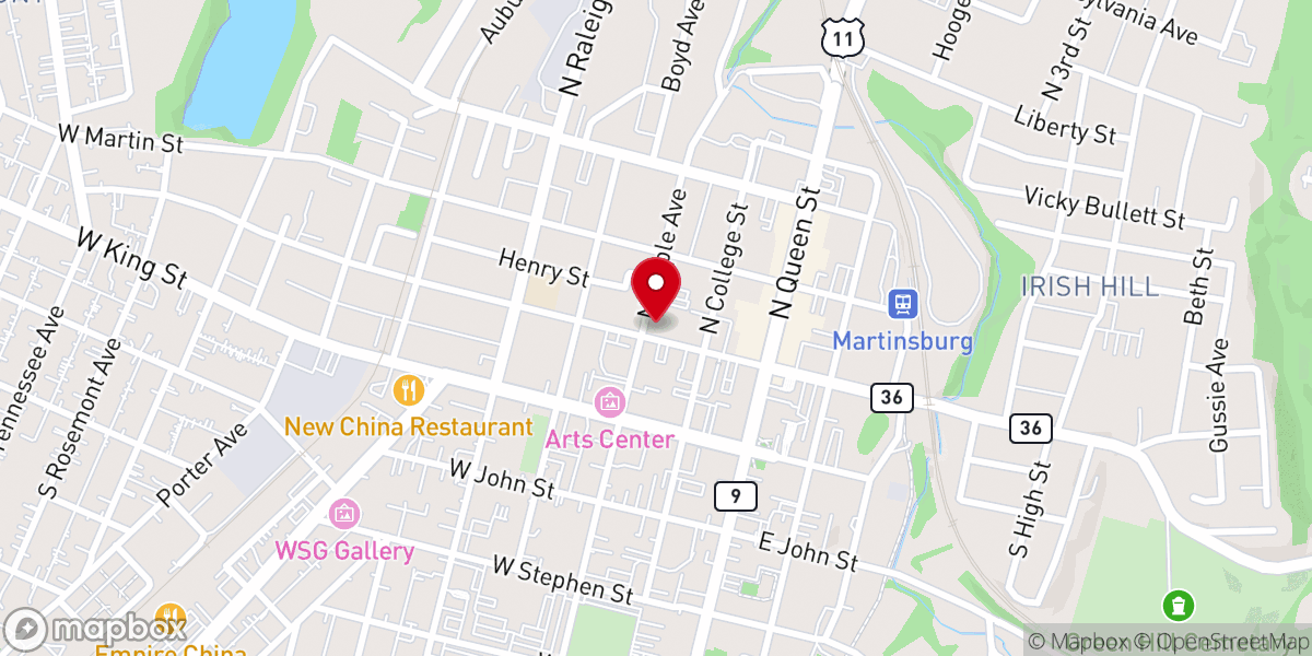 Map showing location of Calvary Methodist Church