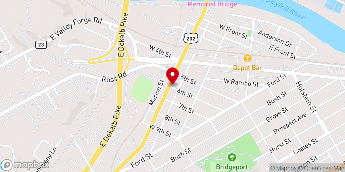 Map showing location of The First Presbyterian Church of Bridgeport