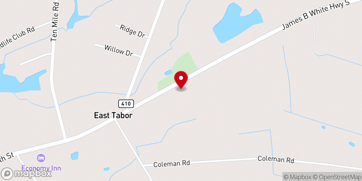 Map showing location of Forest Lawn Baptist Church