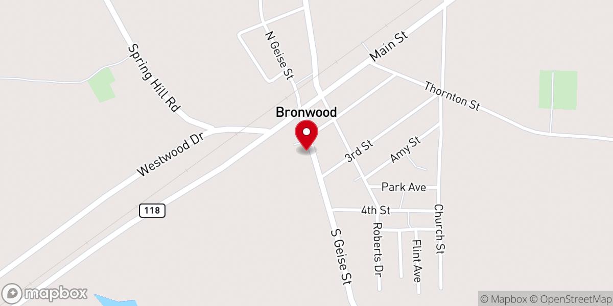 Map showing location of Bronwood Baptist Church