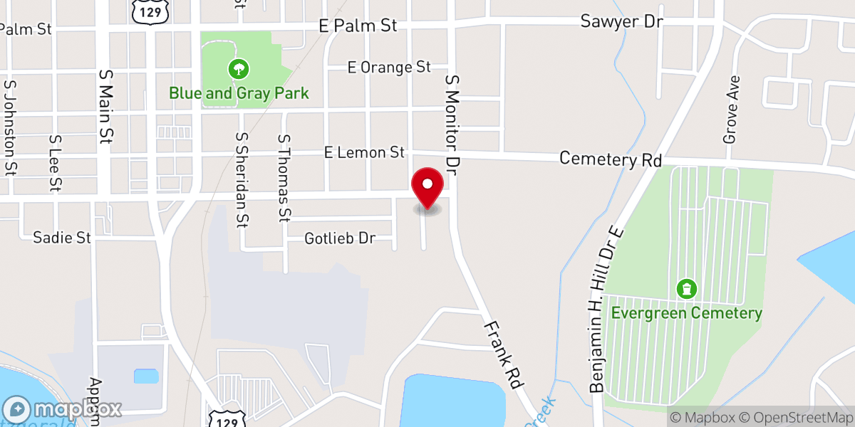 Map showing location of Mt Calvary Baptist Church