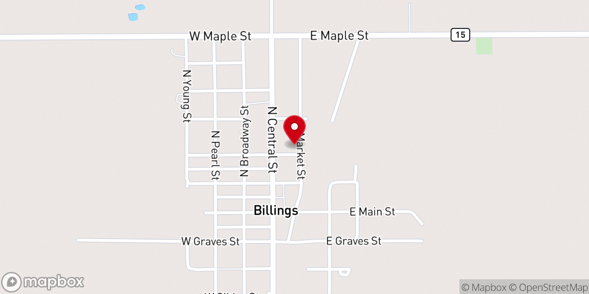 Map showing location of Billings Christian Church