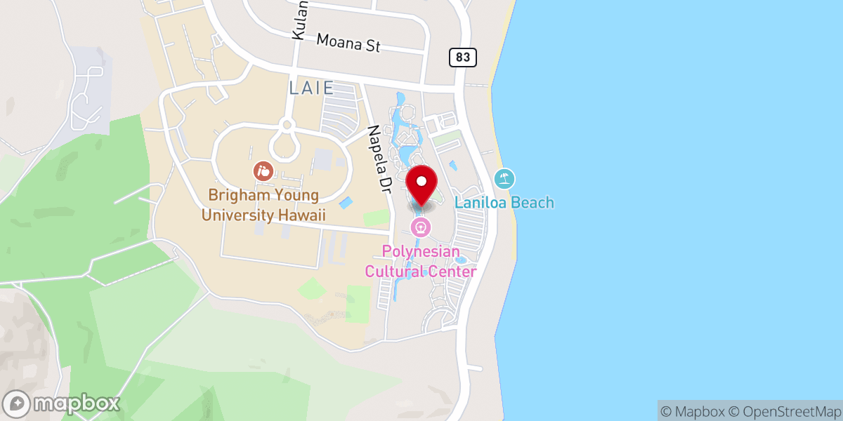 Map showing location of Polynesian Cultural Center