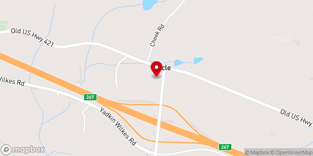 Map showing location of Oak Grove Baptist Church