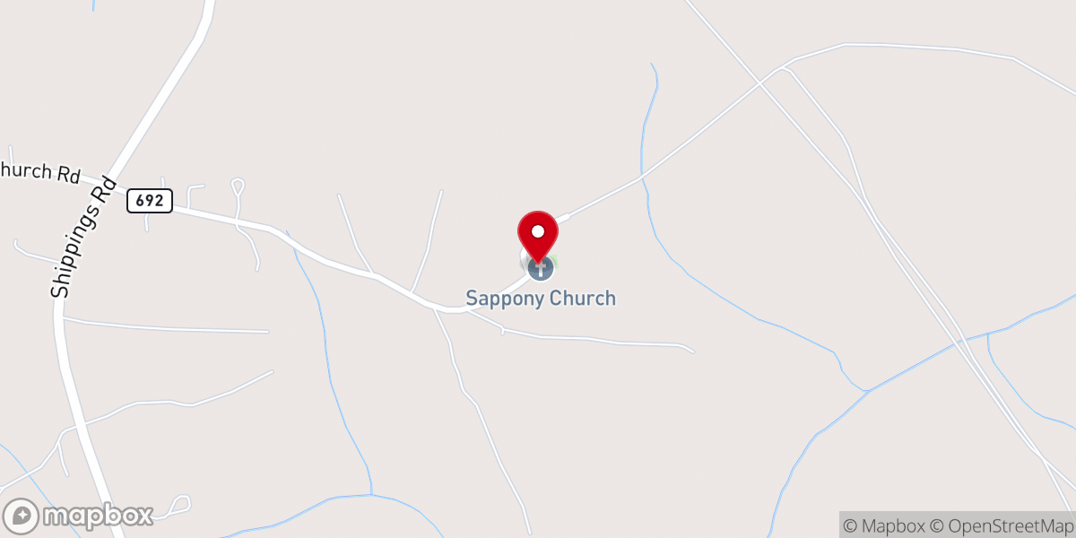 Map showing location of Sapony Church