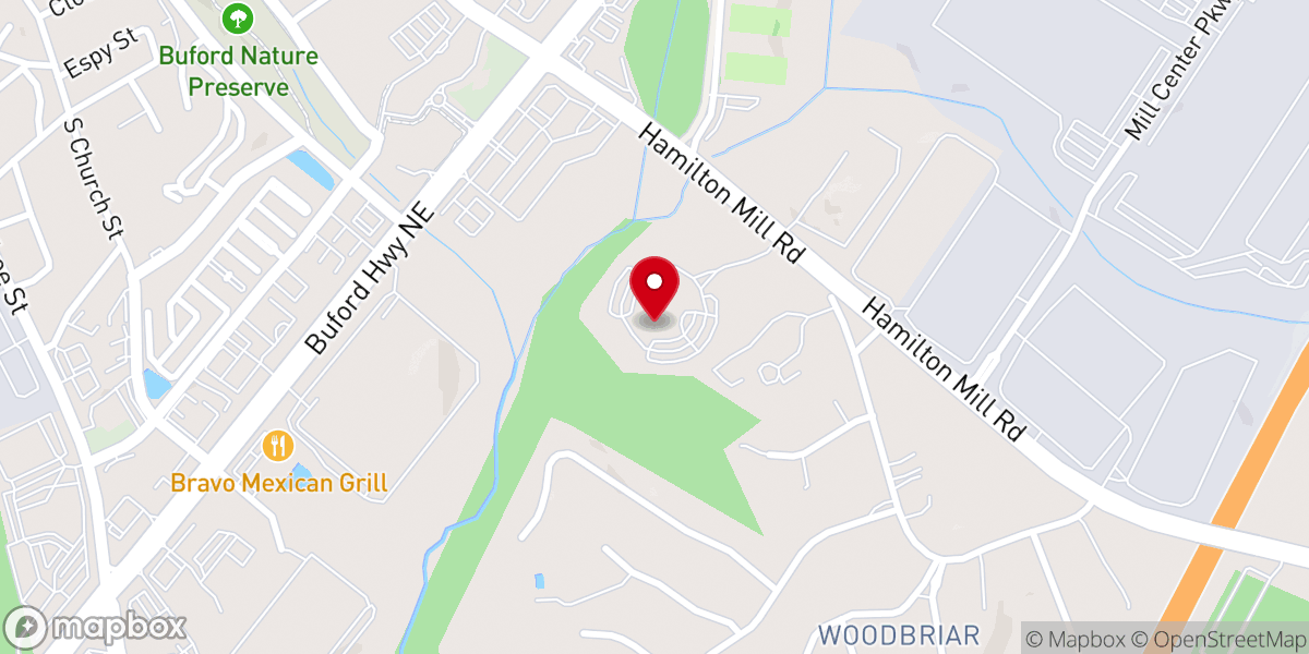 Map showing location of First Baptist Church of Buford