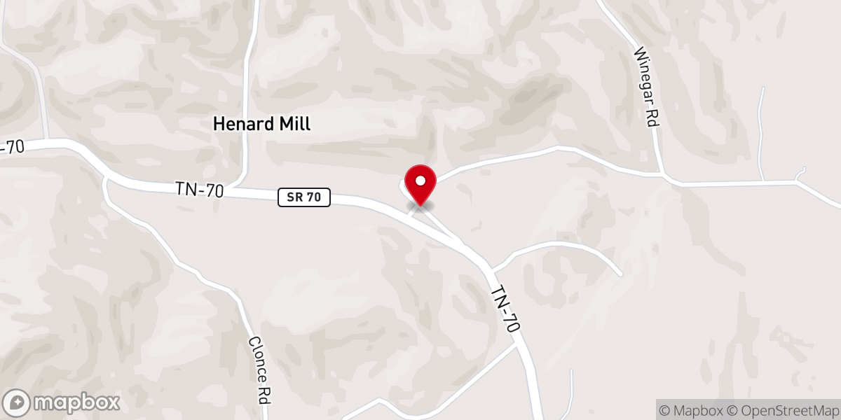 Map showing location of Hickory Cove Baptist Church