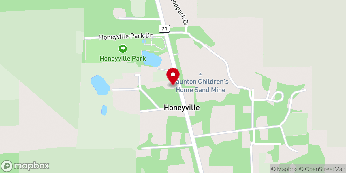 Map showing location of Honeyville United Methodist Church