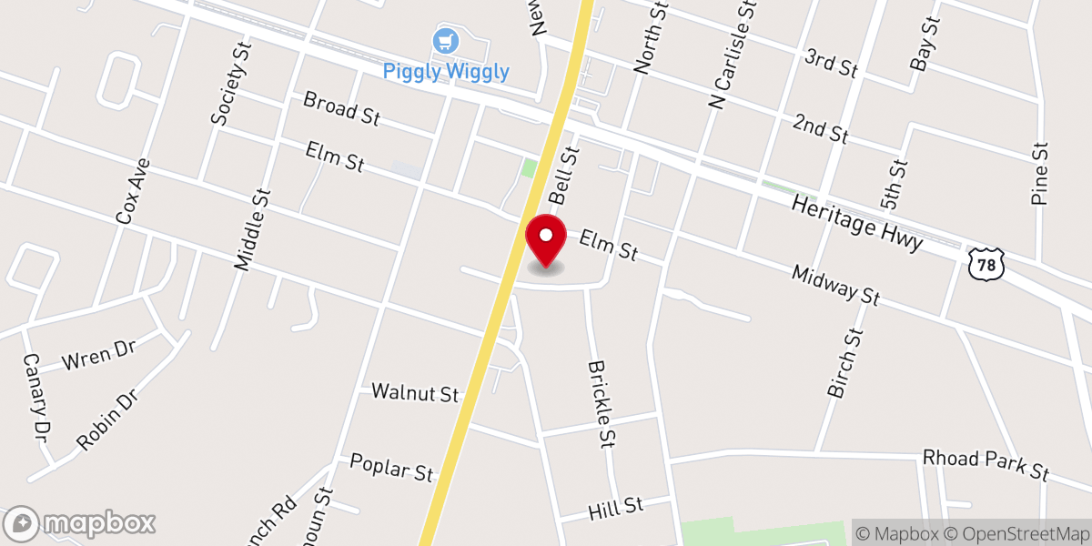Map showing location of Light of the World Baptist Church