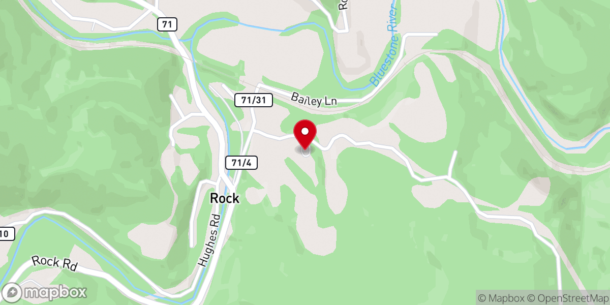 Map showing location of Rock Presbyterian Church