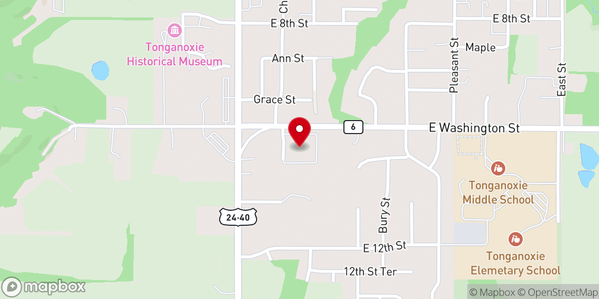 Map showing location of Tonganoxie Christian Church