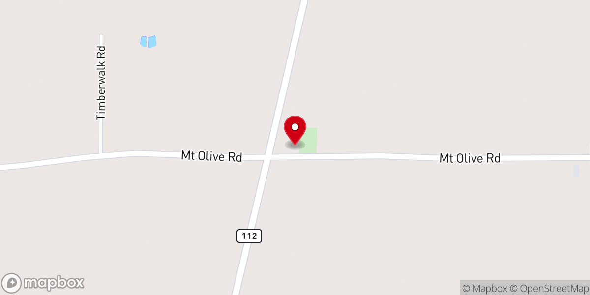 Map showing location of Mt Olive Baptist Church