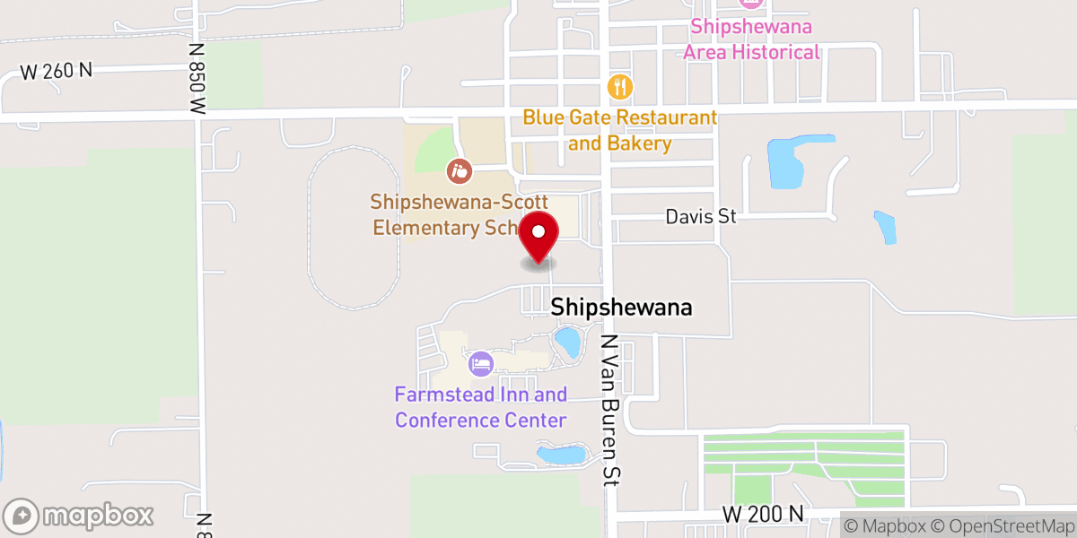 Map showing location of Shipshewana LaGrange County Visitors Bureau