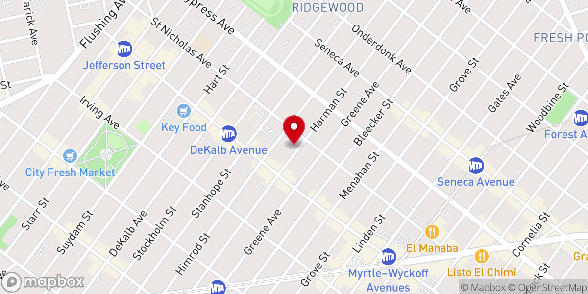 Map showing location of Ridgewood Pentecostal Church