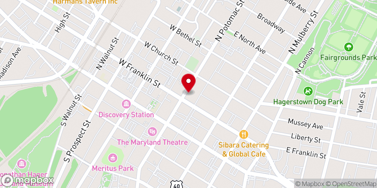 Map showing location of Pentecostal City Mission Church Inc. Hagerstown