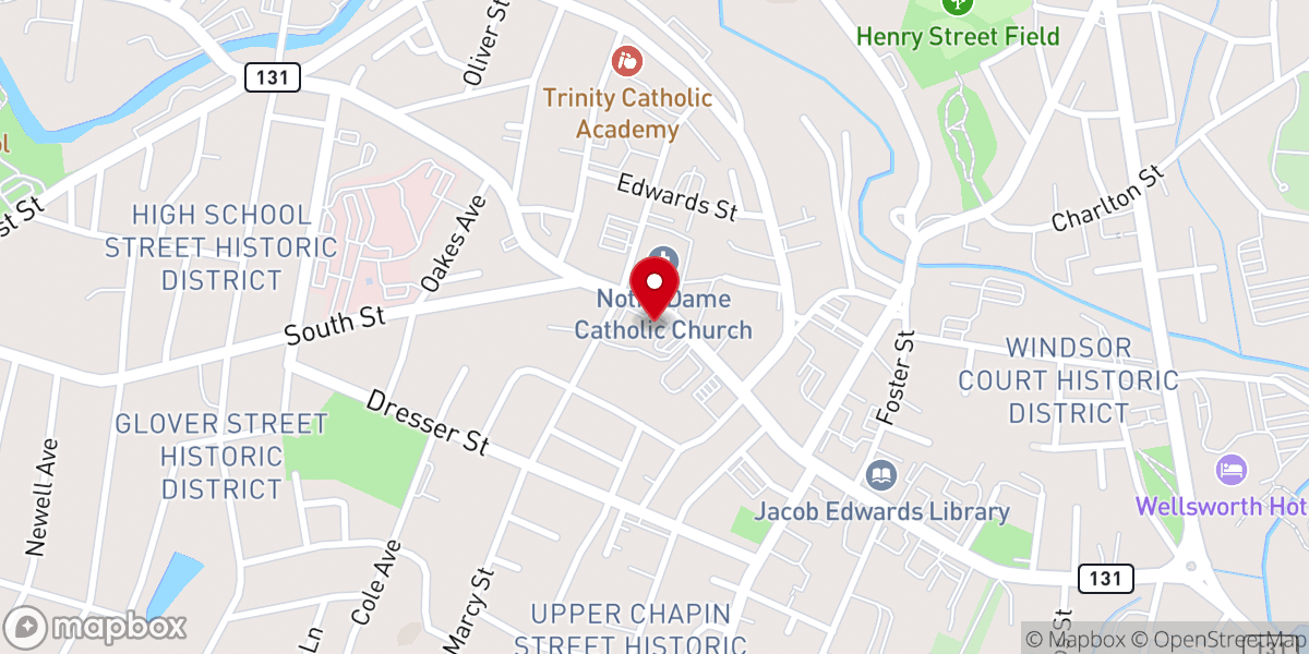 Map showing location of Southbridge Methodist Church
