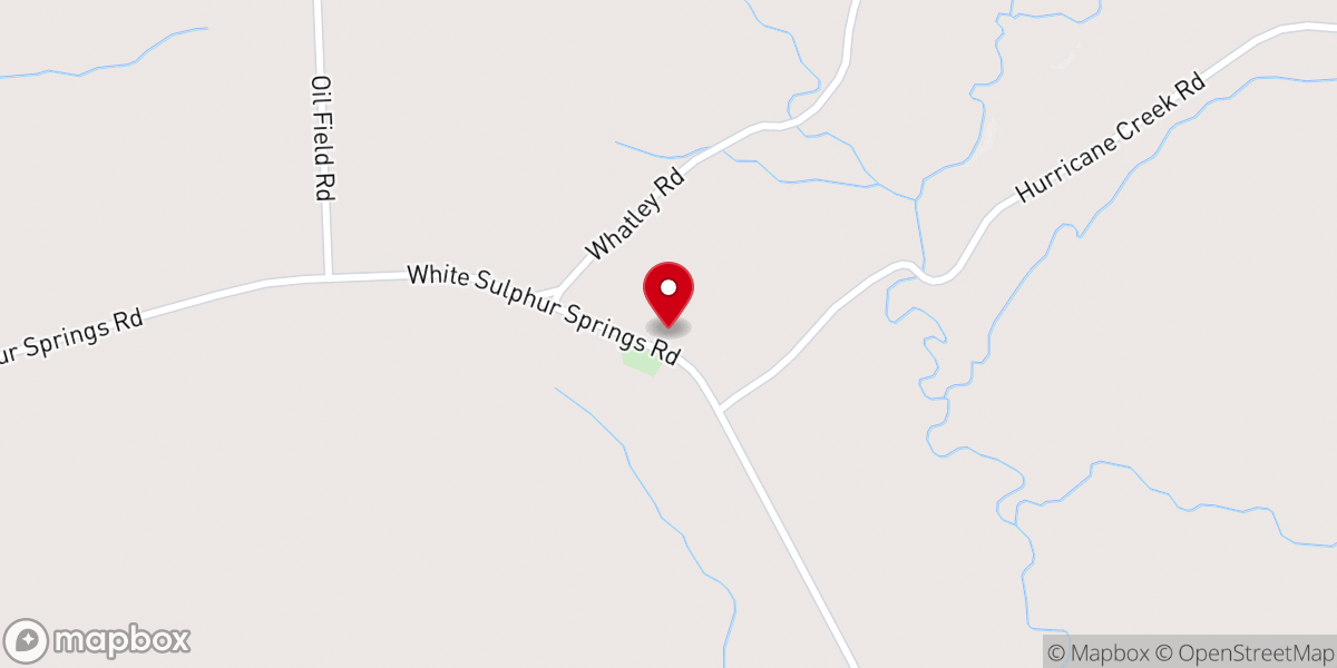 Map showing location of Hurricane Creek Baptist Church
