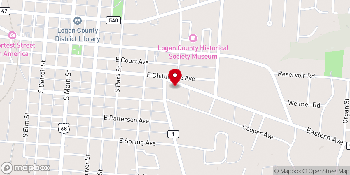 Map showing location of Bellefontaine Open Bible Church