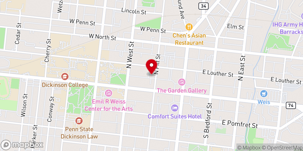 Map showing location of First United Church of Christ