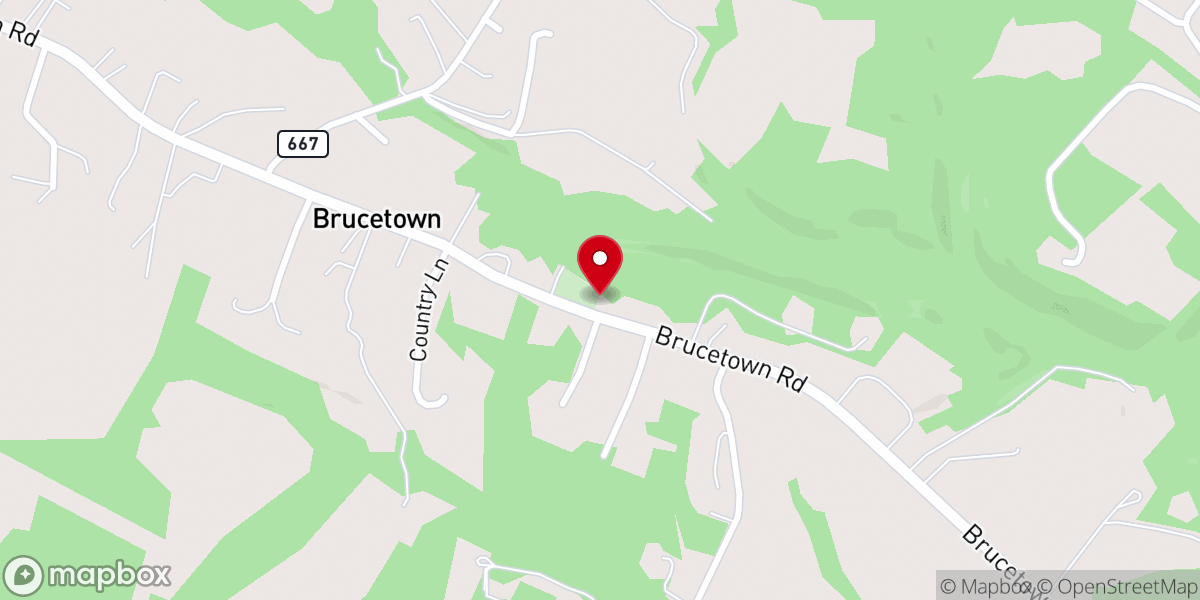 Map showing location of Brucetown United Methodist Church