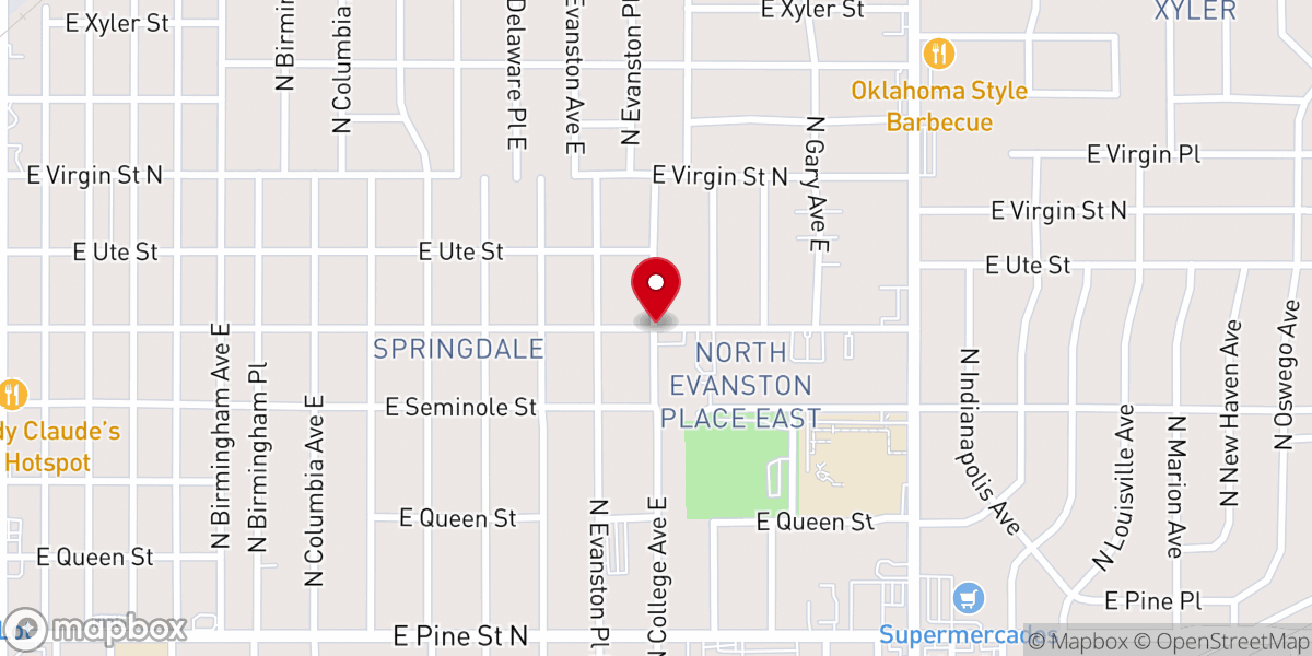 Map showing location of Tulsa Indian Baptist Church