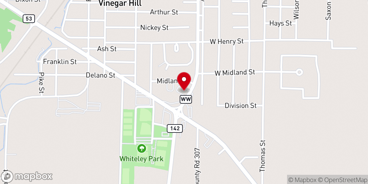 Map showing location of Memorial Baptist Church