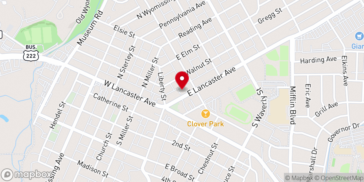 Map showing location of Berks Bible Church