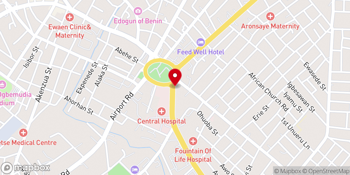 Map showing location of Central Baptist Church