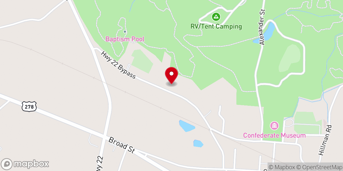 Map showing location of Crawfordville Holiness Church