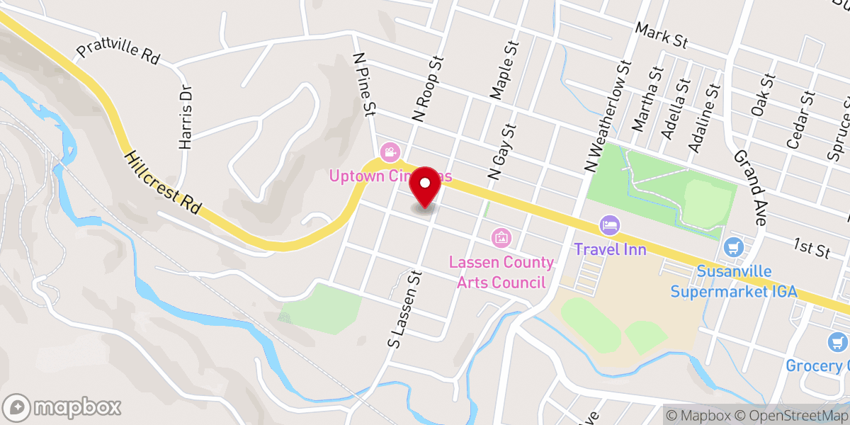 Map showing location of Susanville United Methodist Church