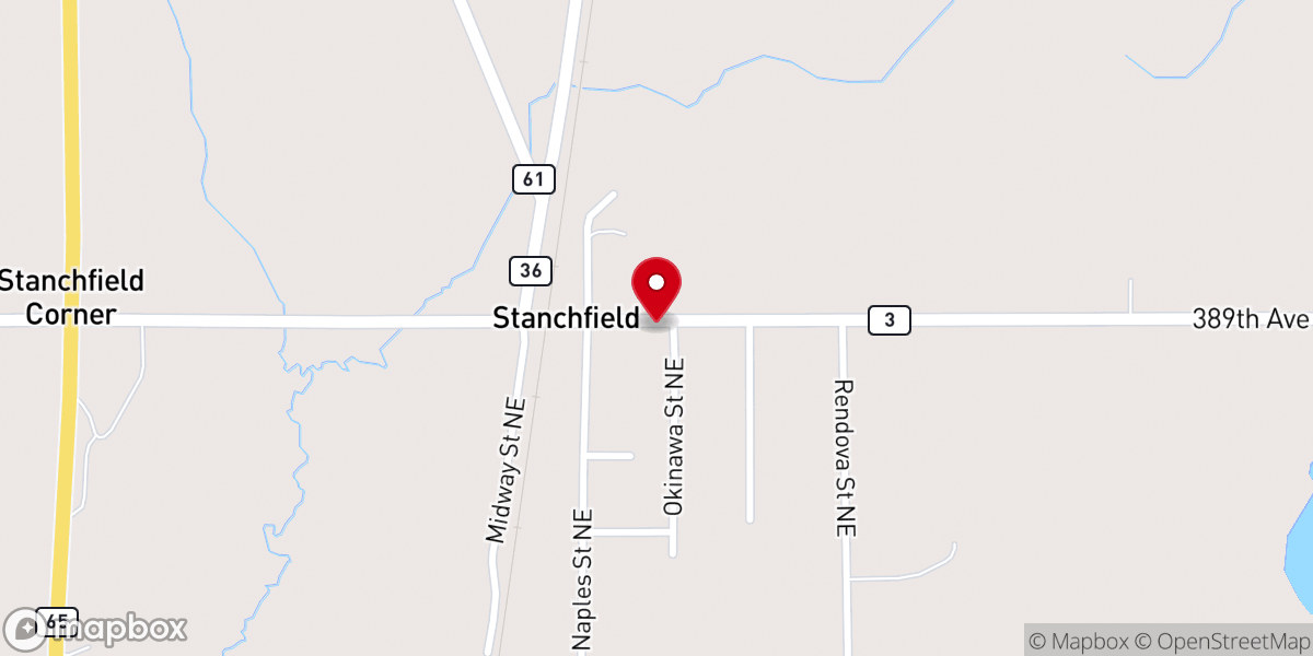 Map showing location of Stanchfield